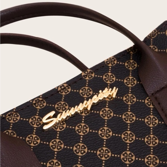 ⚠️Clearance Mini Brown Geometric Print Satchel Crossbody Bag - Picture 4 of 5